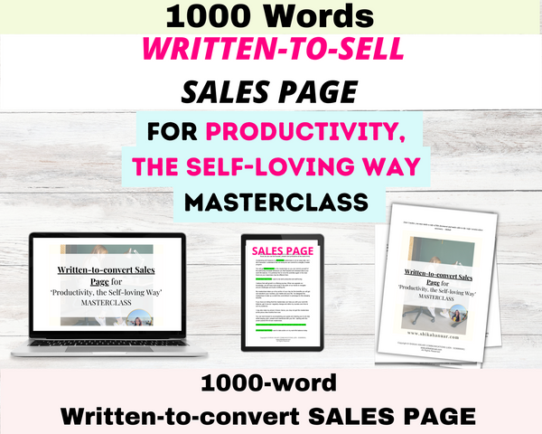 High-converting Sales Page for 'Productivity, the Self-loving Way' masterclass
