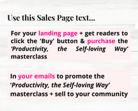 High-converting Sales Page for 'Productivity, the Self-loving Way' masterclass