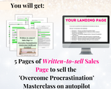 High-converting Sales Page for 'Overcome Procrastination' Masterclass