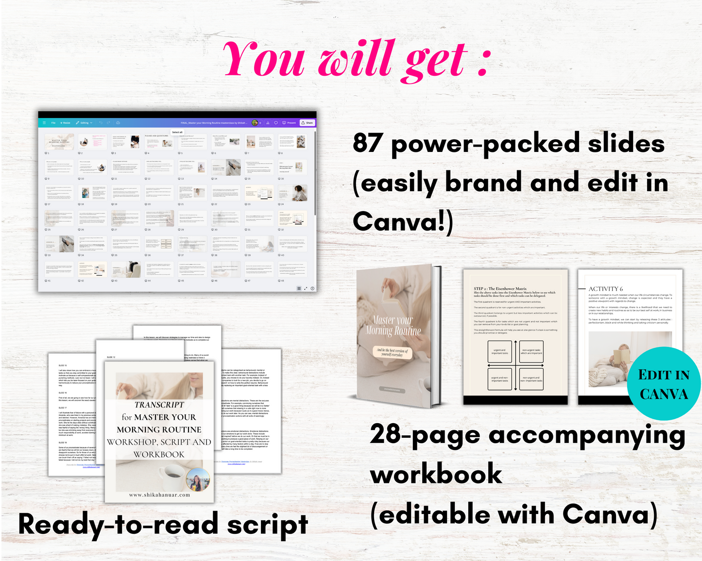 Done-for-you Master your Morning Routine Workshop, Workbook and Script