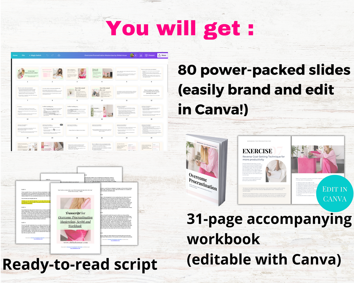 Done-for-you 'Overcome Procrastination' Masterclass, Script and Workbo ...