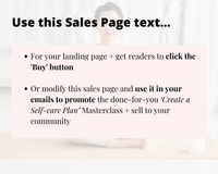 High-converting Sales Page for 'Create a Self-Care Plan' Masterclass