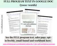 Done for you 7-Day Self Confidence Program (high-converting sales page, email funnel, opt-in freebie and fully designed workbook included)