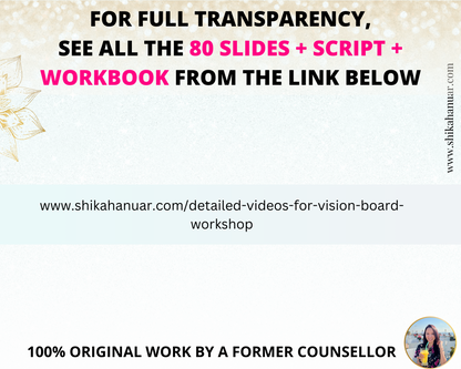 Done-for-you Vision Board workshop, script and workbook (written by a former counsellor)