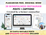 30 Mindfulness done-for-you Instagram posts and captions (authority-building)