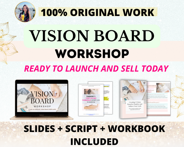 Done-for-you Vision Board workshop, script and workbook (written by a former counsellor)