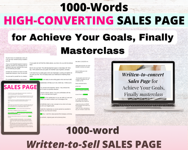High-Converting Sales Page for Achieve Your Goals, Finally masterclass