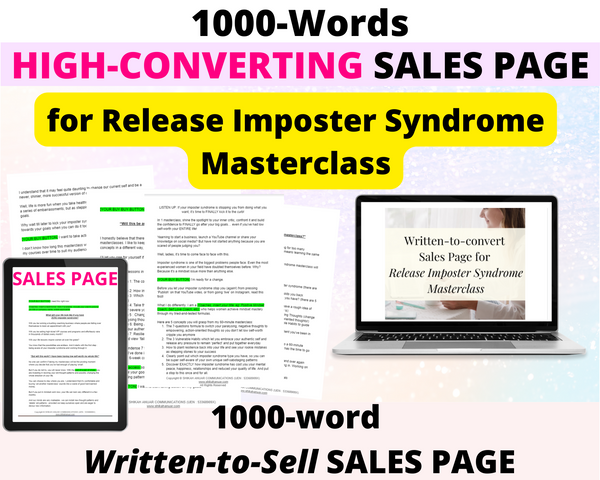 High-Converting Sales Page for Release Imposter Syndrome masterclass