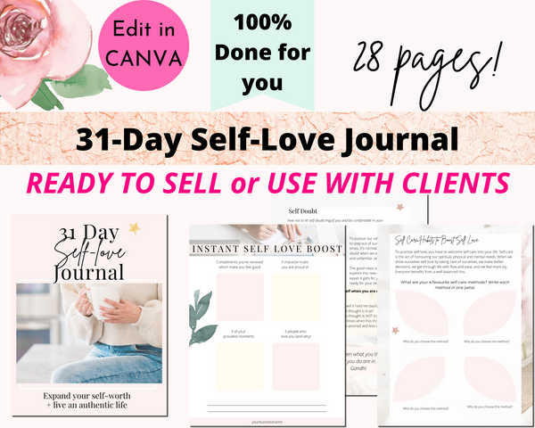 31-Day Self Love Journal (ready to sell + use with clients)