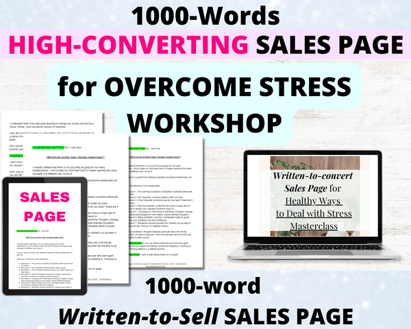 High-Converting Sales Page for 'Healthy Ways to Deal with Stress' Masterclass