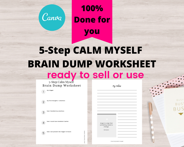 5-Step Calm Myself Brain Dump Worksheet