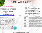 97 Instagram Posts + Captions for Life Coaches: Editable in Canva