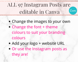 97 Instagram Posts + Captions for Life Coaches: Editable in Canva